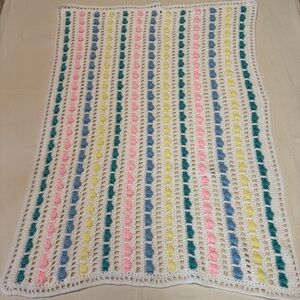 Handmade Colorful Striped Crochet Blanket